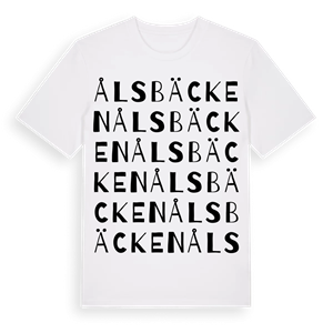 Ålsbäcken ordlek t-shirt – ekologisk bomull t-shirt från Pinshirt