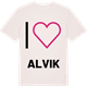 Vintage White t-shirt med Jag älskar Alvik t-shirt stort tryck