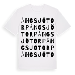 Ångsjötorp ordlek t-shirt – ekologisk bomull t-shirt från Pinshirt