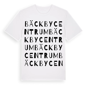 Bäckby centrum ordlek t-shirt – ekologisk bomull t-shirt från Pinshirt