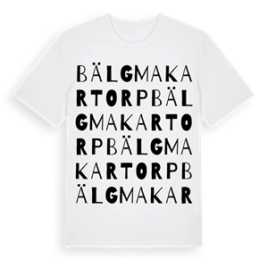 Bälgmakartorp ordlek t-shirt – ekologisk bomull t-shirt från Pinshirt