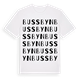 White t-shirt med Bussbyn ordlek t-shirt