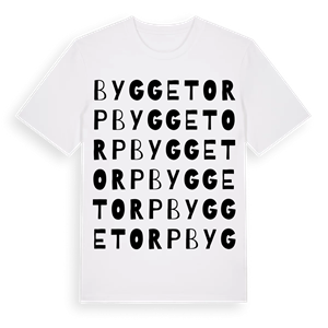 Byggetorp ordlek t-shirt – ekologisk bomull t-shirt från Pinshirt
