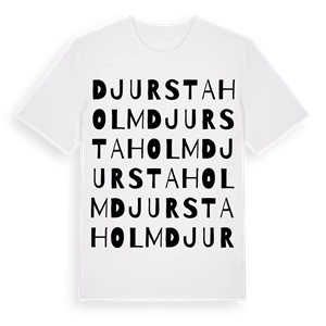 Djurstaholm ordlek t-shirt – ekologisk bomull t-shirt från Pinshirt