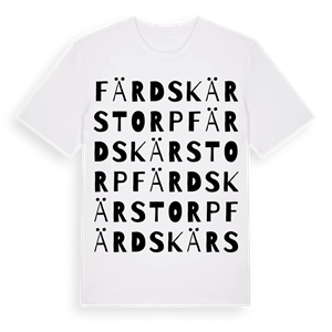 Färdskärstorp ordlek t-shirt – ekologisk bomull t-shirt från Pinshirt