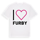 White t-shirt med Jag älskar Furby t-shirt stort tryck