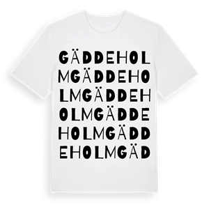 Gäddeholm ordlek t-shirt – ekologisk bomull t-shirt från Pinshirt