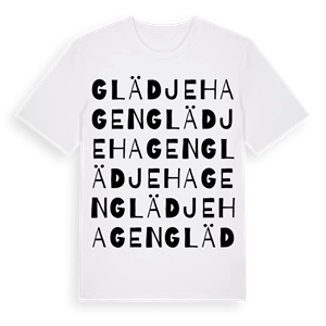 Glädjehagen ordlek t-shirt – ekologisk bomull t-shirt från Pinshirt