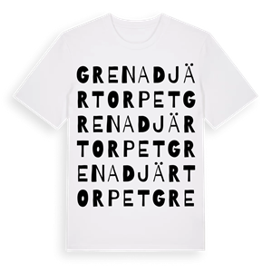 Grenadjärtorpet ordlek t-shirt – ekologisk bomull t-shirt från Pinshirt