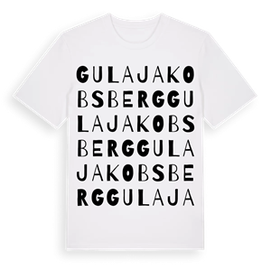 Gula Jakobsberg ordlek t-shirt – ekologisk bomull t-shirt från Pinshirt
