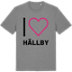 Mid Heather Gray t-shirt med Jag älskar Hällby t-shirt stort tryck