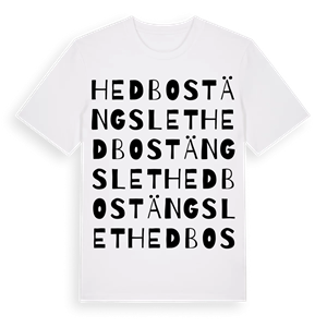 Hedbostängslet ordlek t-shirt – ekologisk bomull t-shirt från Pinshirt