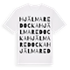 White t-shirt med Hjälmare docka ordlek t-shirt