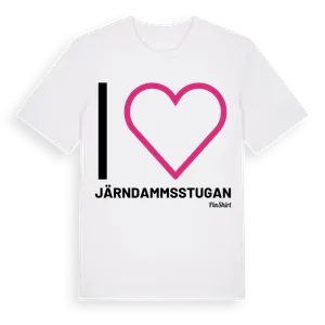 Jag älskar Järndammsstugan t-shirt stort tryck – ekologisk bomull t-shirt från Pinshirt