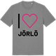 Mid Heather Gray t-shirt med Jag älskar Jörlö t-shirt stort tryck