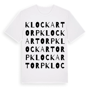 Klockartorp ordlek t-shirt – ekologisk bomull t-shirt från Pinshirt