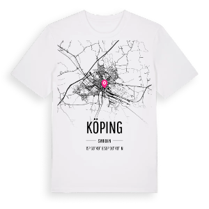Köping karta t-shirt – ekologisk bomull t-shirt från Pinshirt
