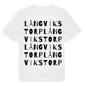 Långvikstorp ordlek t-shirt – ekologisk bomull t-shirt från Pinshirt