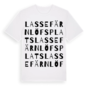 Lasse Färnlöfs Plats ordlek t-shirt – ekologisk bomull t-shirt från Pinshirt