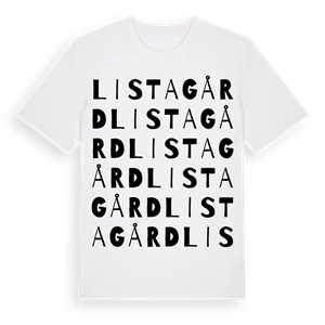 Lista Gård ordlek t-shirt – ekologisk bomull t-shirt från Pinshirt