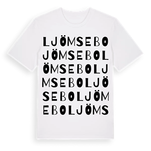 Ljömsebo ordlek t-shirt – ekologisk bomull t-shirt från Pinshirt