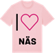 Pink Cotton t-shirt med Jag älskar Näs t-shirt stort tryck