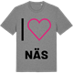 Mid Heather Gray t-shirt med Jag älskar Näs t-shirt stort tryck