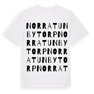 Norra Tunbytorp ordlek t-shirt – ekologisk bomull t-shirt från Pinshirt