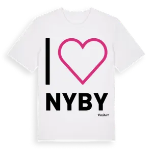 Jag älskar Nyby t-shirt stort tryck – ekologisk bomull t-shirt från Pinshirt