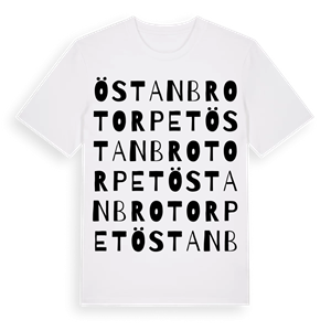 Östanbrotorpet ordlek t-shirt – ekologisk bomull t-shirt från Pinshirt