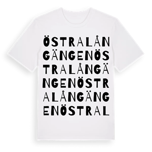 Östra Långängen ordlek t-shirt – ekologisk bomull t-shirt från Pinshirt