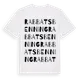 White t-shirt med Rabbatsbenning ordlek t-shirt
