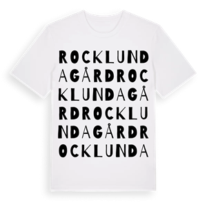 Rocklunda gård ordlek t-shirt – ekologisk bomull t-shirt från Pinshirt