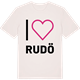 Vintage White t-shirt med Jag älskar Rudö t-shirt stort tryck