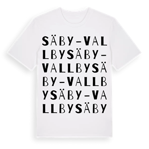 Säby-Vallby ordlek t-shirt – ekologisk bomull t-shirt från Pinshirt