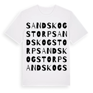 Sandskogstorp ordlek t-shirt – ekologisk bomull t-shirt från Pinshirt