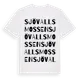 White t-shirt med Sjövallsmossen ordlek t-shirt