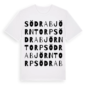 Södra Björntorp ordlek t-shirt – ekologisk bomull t-shirt från Pinshirt