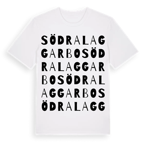 Södra Laggarbo ordlek t-shirt – ekologisk bomull t-shirt från Pinshirt