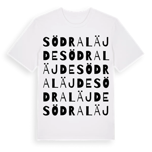 Södra Läjde ordlek t-shirt – ekologisk bomull t-shirt från Pinshirt