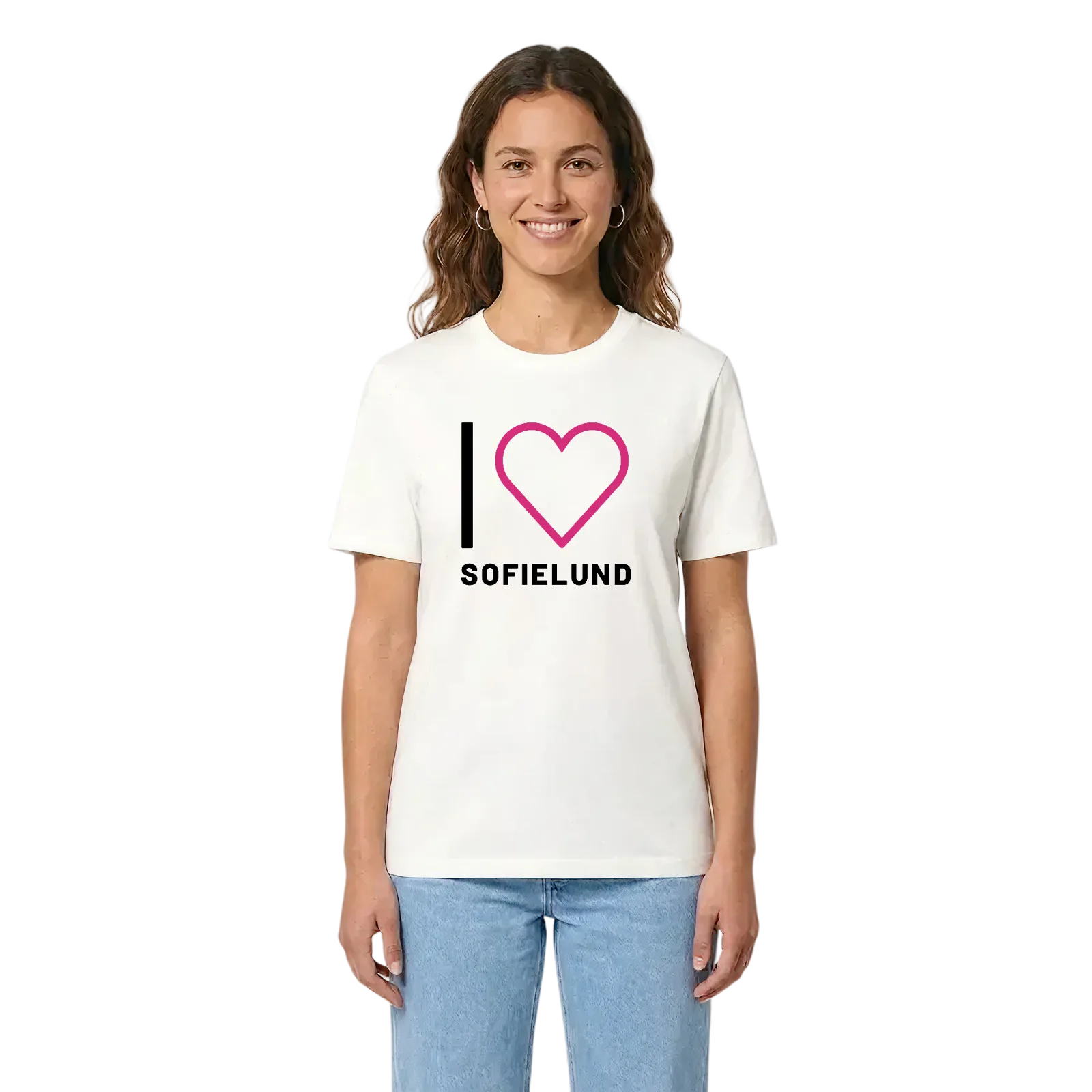 Jag älskar Sofielund t-shirt stort tryck – White, i miljö