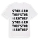 White t-shirt med Stora Brotorp ordlek t-shirt