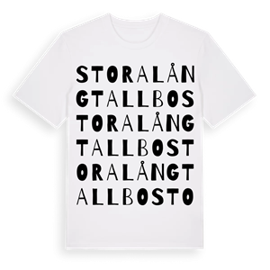 Stora Långtallbo ordlek t-shirt – ekologisk bomull t-shirt från Pinshirt