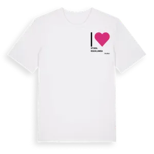 Jag älskar Stora Rocklunda t-shirt litet tryck – ekologisk bomull t-shirt från Pinshirt
