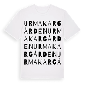 Urmakargården ordlek t-shirt – ekologisk bomull t-shirt från Pinshirt