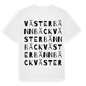 Väster Bännbäck ordlek t-shirt – ekologisk bomull t-shirt från Pinshirt