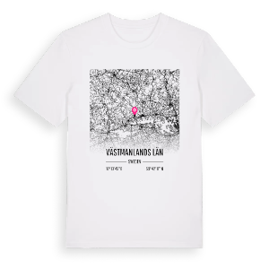 Västmanlands län karta t-shirt – ekologisk bomull t-shirt från Pinshirt