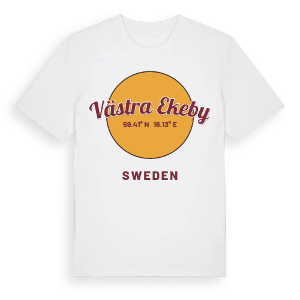 Västra Ekeby cirkel t-shirt – ekologisk bomull t-shirt från Pinshirt