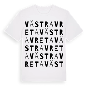 Västra Vreta ordlek t-shirt – ekologisk bomull t-shirt från Pinshirt