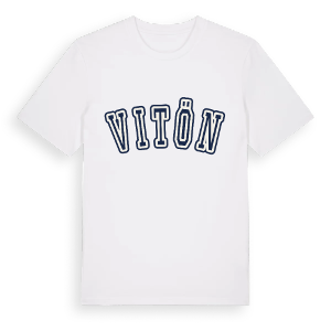Vitön college t-shirt – ekologisk bomull t-shirt från Pinshirt